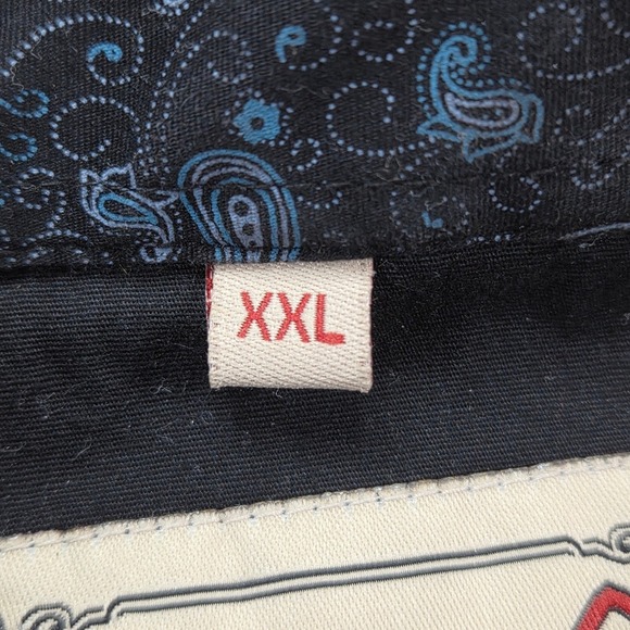 Rafter C Mens XXL ProFlex45‎ Black Blue Paisley Cowboy Western Brushpopper Shirt - Picture 6 of 10